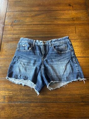 Denim Frayed Hem Women's Shorts - Blue